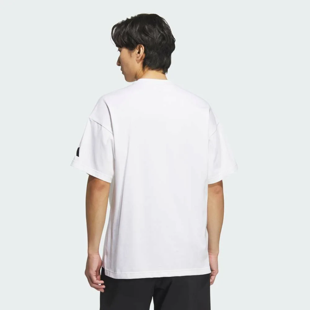 Футболка Adidas свободного кроя из плотного трикотажа с коротким рукавом и карманом, цвет White — фото 2