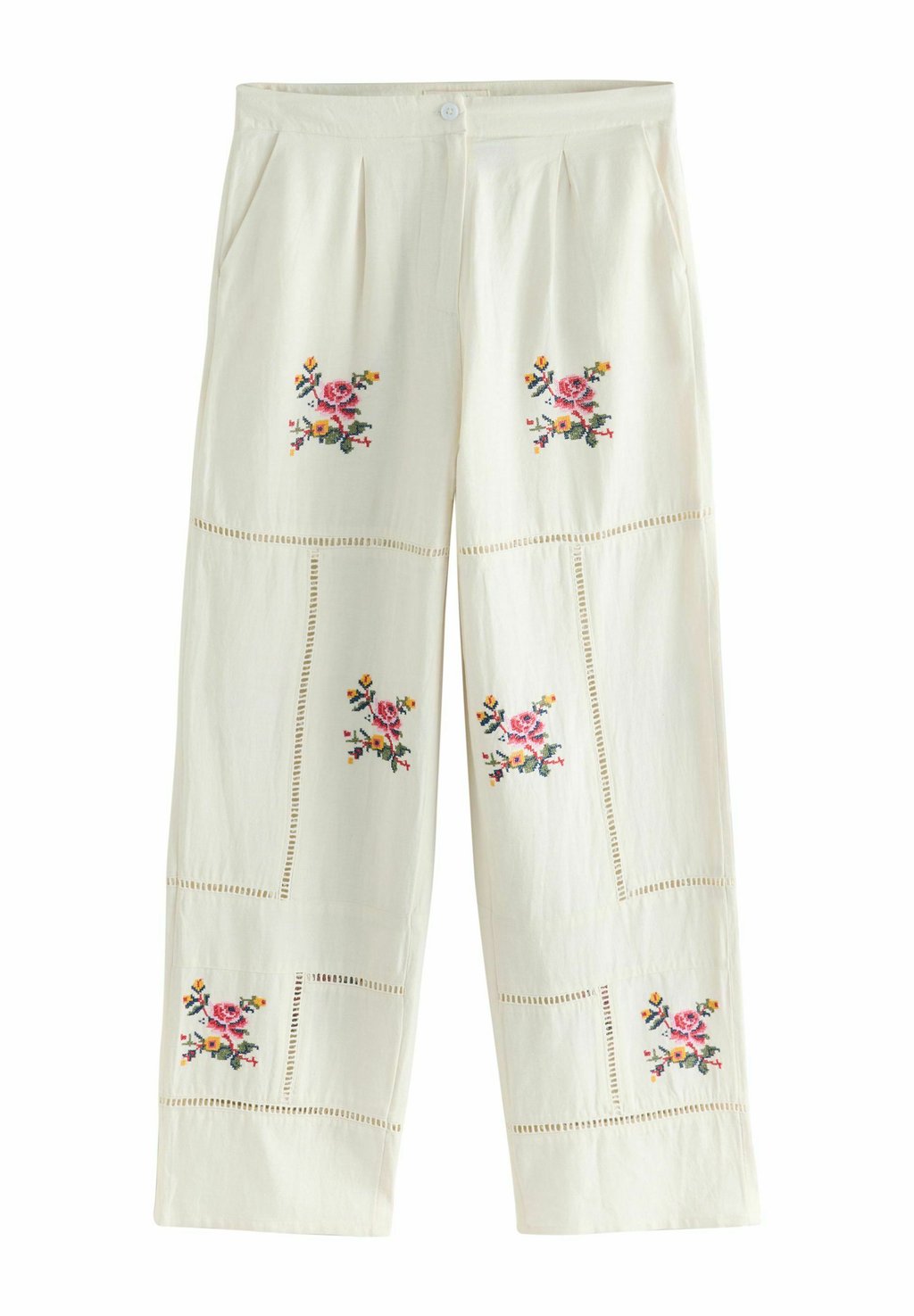

Брюки EMBROIDERED WIDE LEG Next, белый