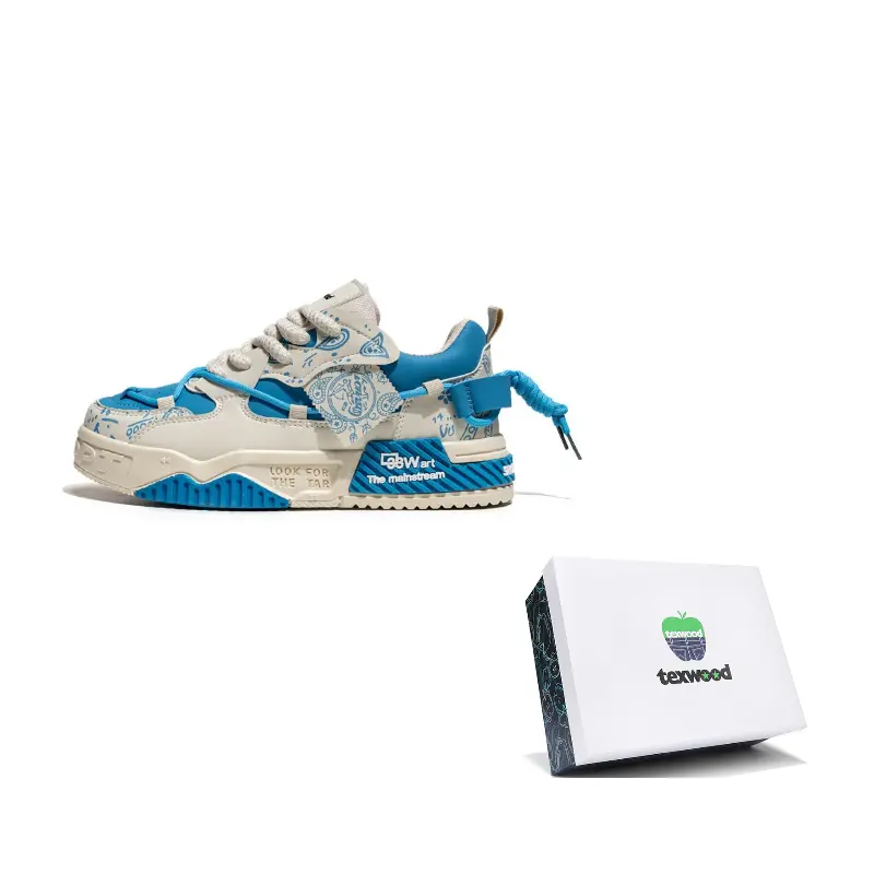 

TEXWOOD Мужские скейтерские кеды в коробке бежево-голубые, цвет Beige Blue