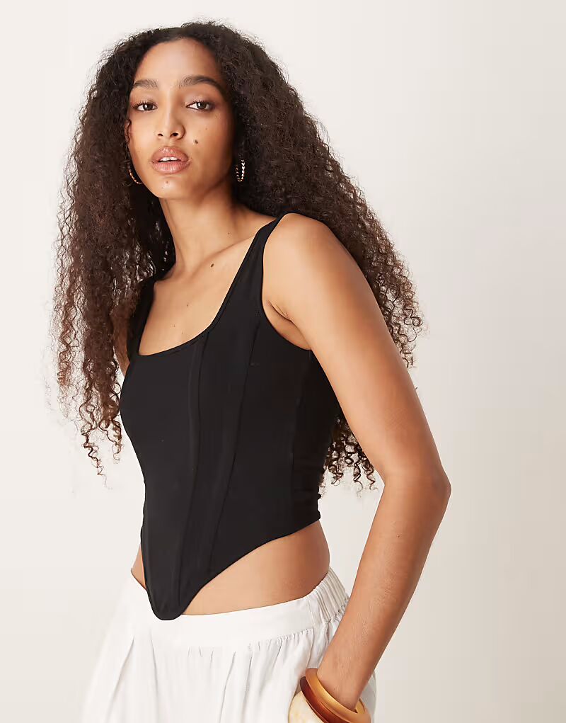 

Корсетный топ с квадратным вырезом ASOS DESIGN черного цвета