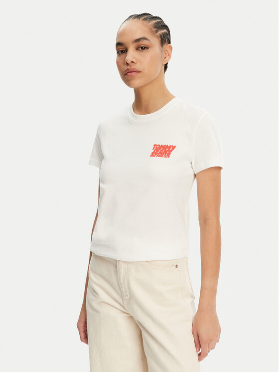

Футболка обычного кроя Bubble DW0DW21338 Tommy Jeans, белый