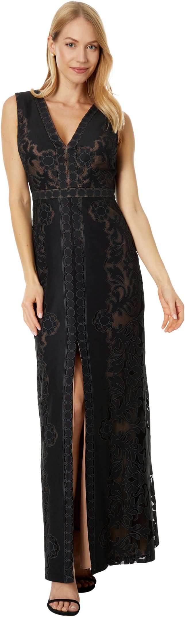 

Платье BCBGMAXAZRIA Lace Burnout Gown, черный