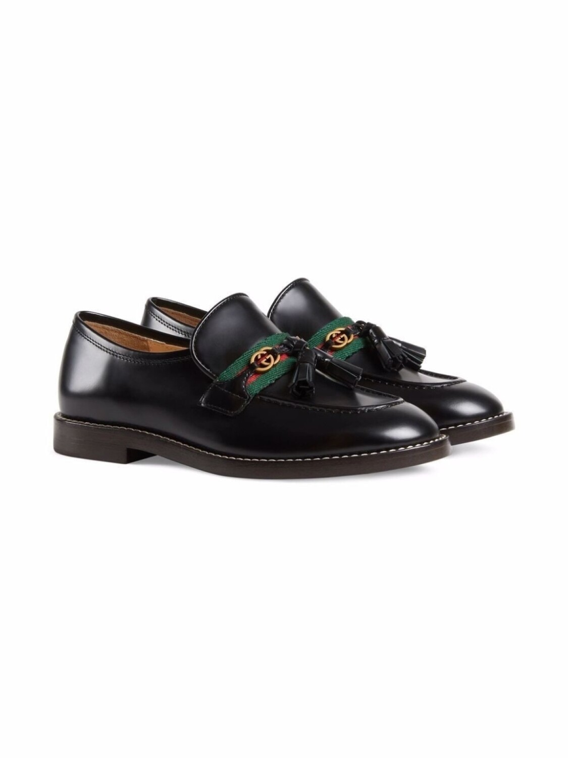 

Gucci Kids лоферы с отделкой Web, черный