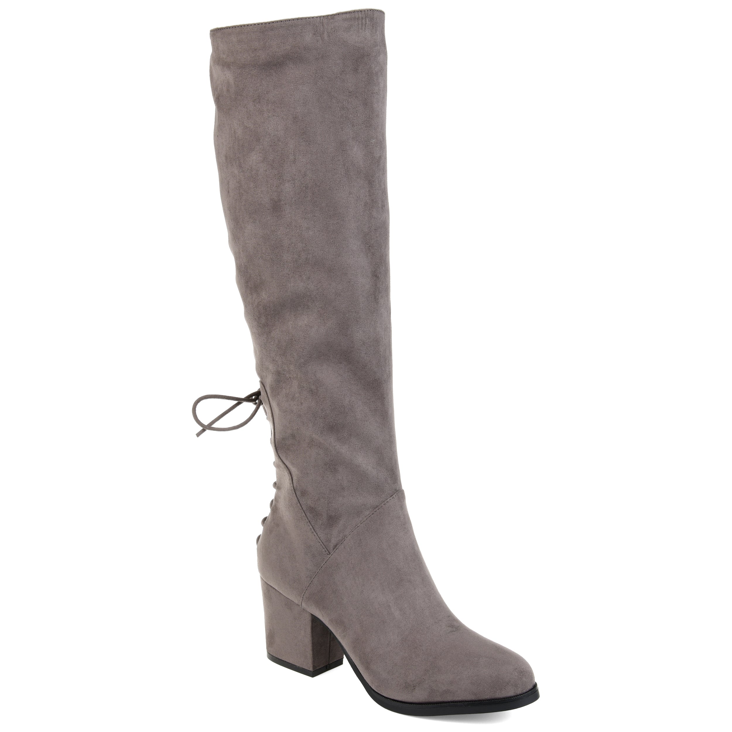 Journee Collection Женские Ботинки до колена Leeda Tru Comfort на платформе с квадратным каблуком, серый