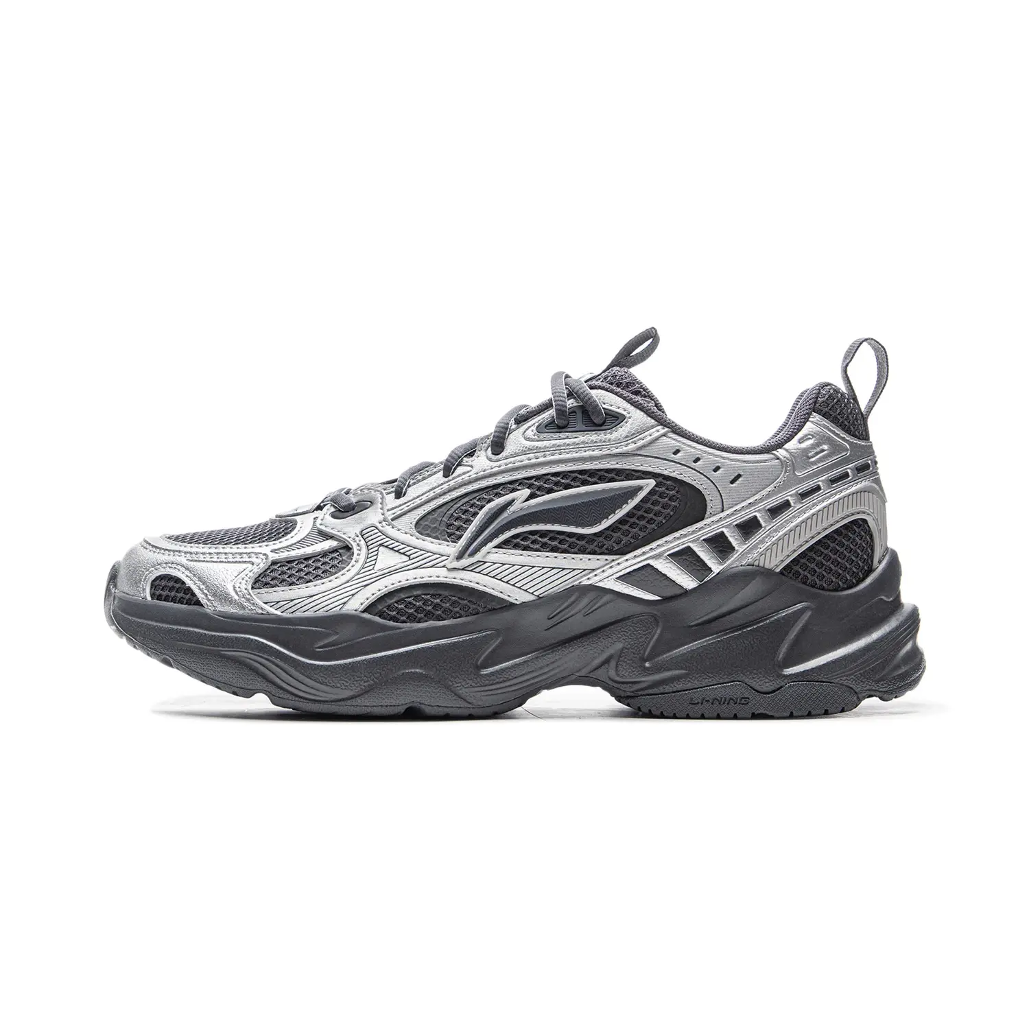 

LINING Кроссовки Meteor 2K Cushioning, противоскользящие и износостойкие, низкие, повседневные, мужские, серебристо-черные