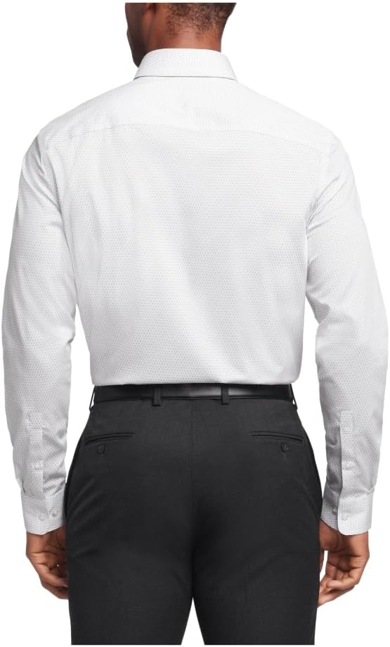 Мужская рубашка Calvin Klein, не требующая глажки, эластичная, приталенная, в клетку, Gray — фото 2