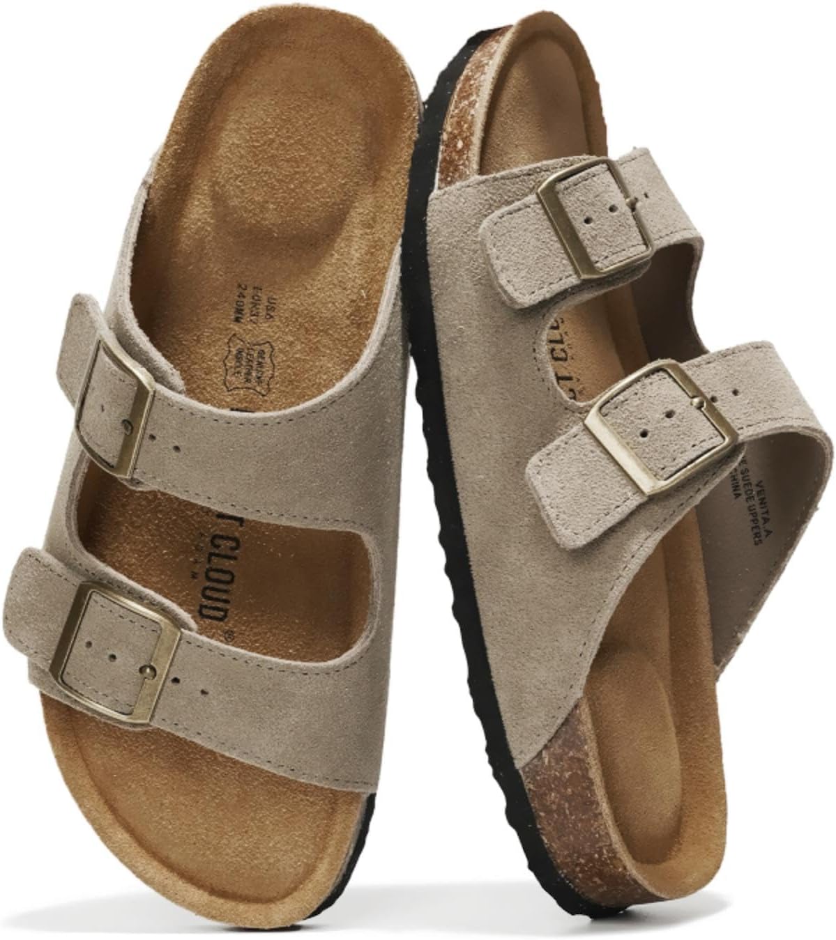 

Мужские сандалии Project Cloud из 100 натуральной кожи с амортизирующей стелькой из натуральной пробки, сандалии с двумя ремешками и пряжками, летние нескользящие (Heritage), Taupe