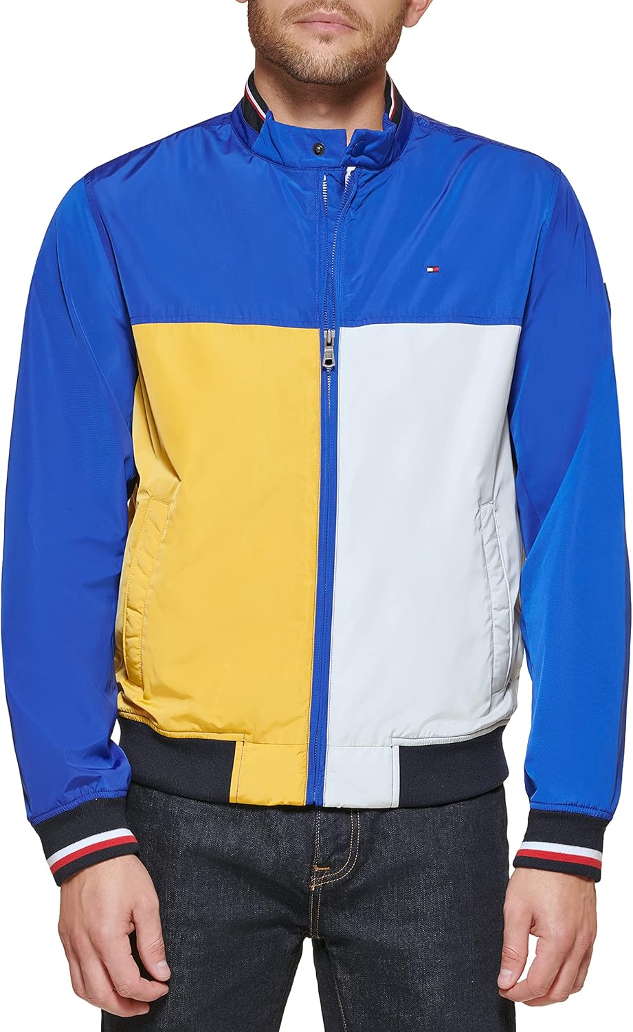 

Легкая мужская куртка-бомбер Tommy Hilfiger Varsity Rib Knit, Blue Color Block