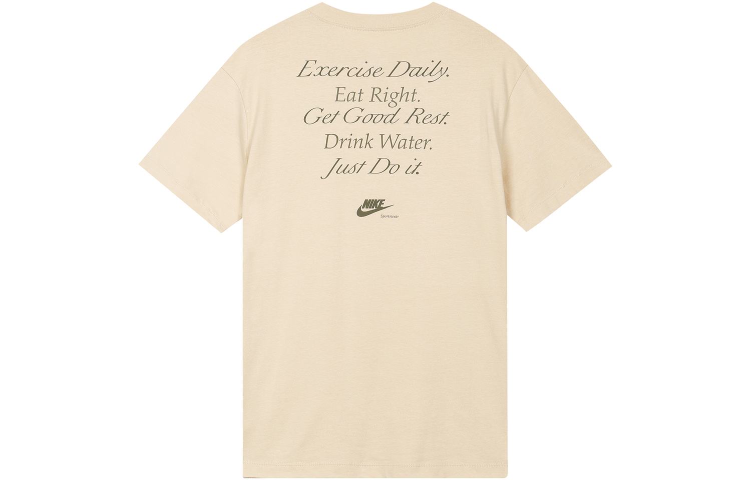 Nike Женская футболка с ретро-принтом и круглым вырезом бежевого цвета — фото 4