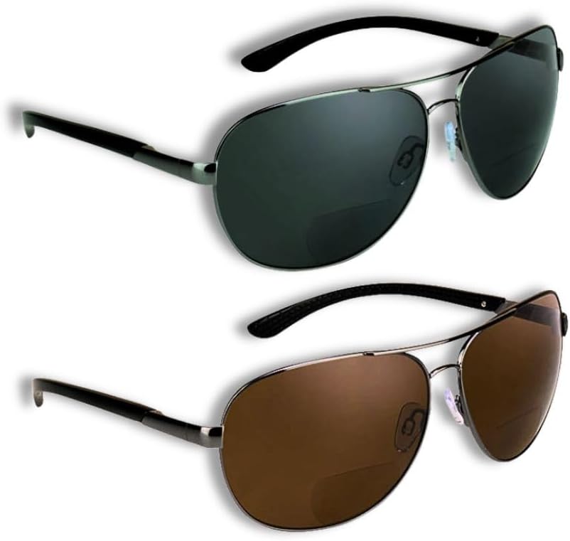 

Солнцезащитные очки-авиаторы с поляризованными линзами и бифокальными линзами для чтения, мужские и женские, для глубоководной рыбалки, с пружинным шарниром, размеры M/XL proSPORT, Gunmetal Smoke X Gunmetal Brown