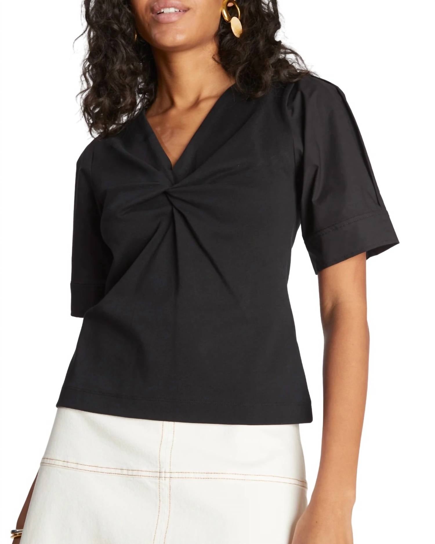 

Блузка Ronelle Twist Front Top черного цвета Tanya Taylor