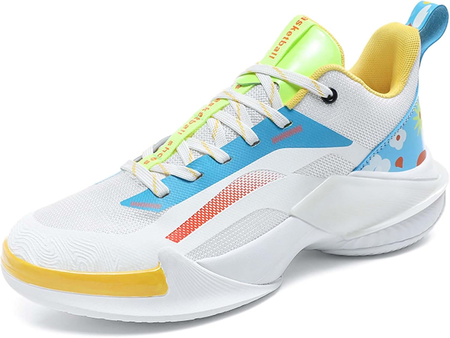 

Мужские и женские спортивные баскетбольные кроссовки, легкие, дышащие, для бега, для занятий в зале и на улице, с амортизацией и нескользящей подошвой Dzbajrqm, белый/желтый