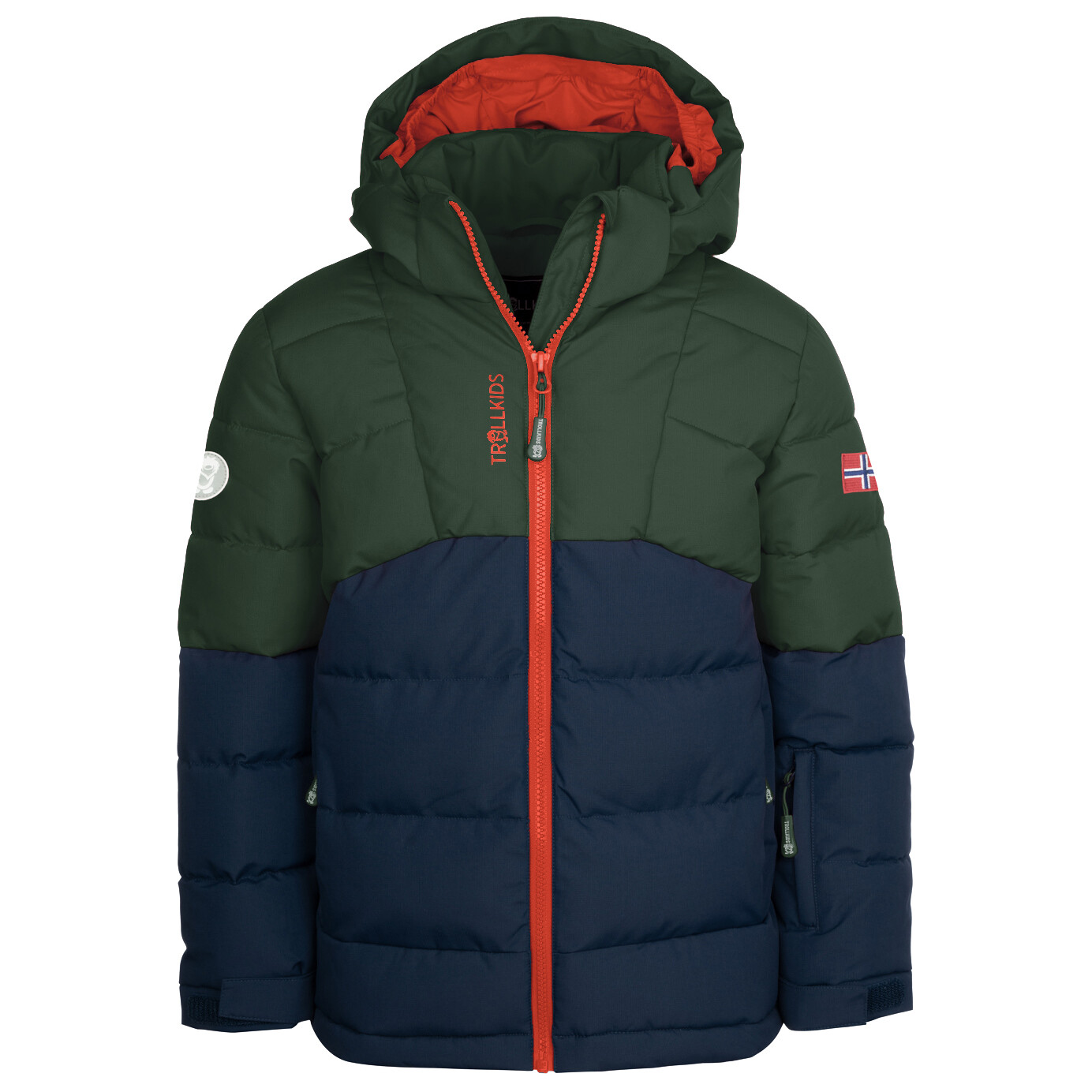 

Зимняя куртка Trollkids Kid's Gryllefjord, цвет Forest Green/Navy/Flame Orange