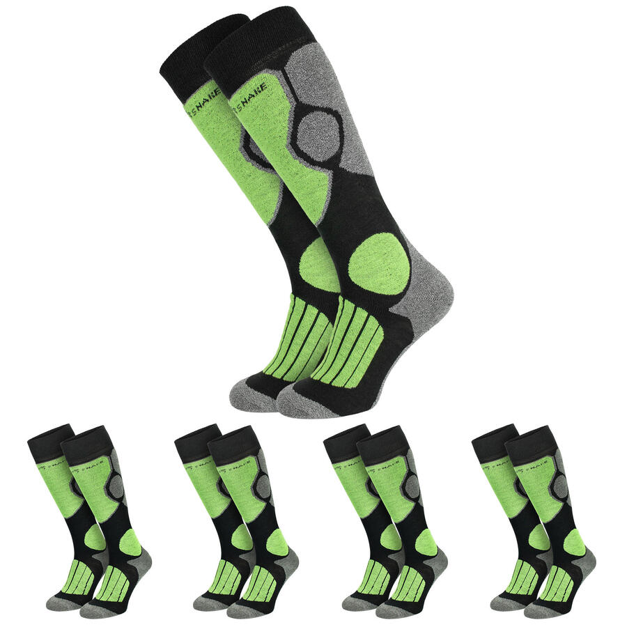 

BLACK SNAKE 4 пары функциональных носков | Горнолыжные носки | Женские и мужские | Цвета: чёрный/серый/лайм