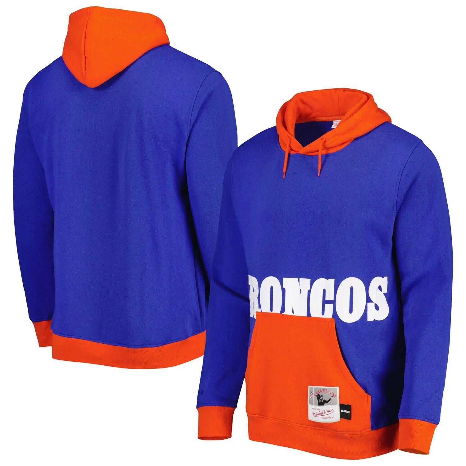 

Мужской пуловер с капюшоном Mitchell & Ness Royal Denver Broncos Big Face 5.0