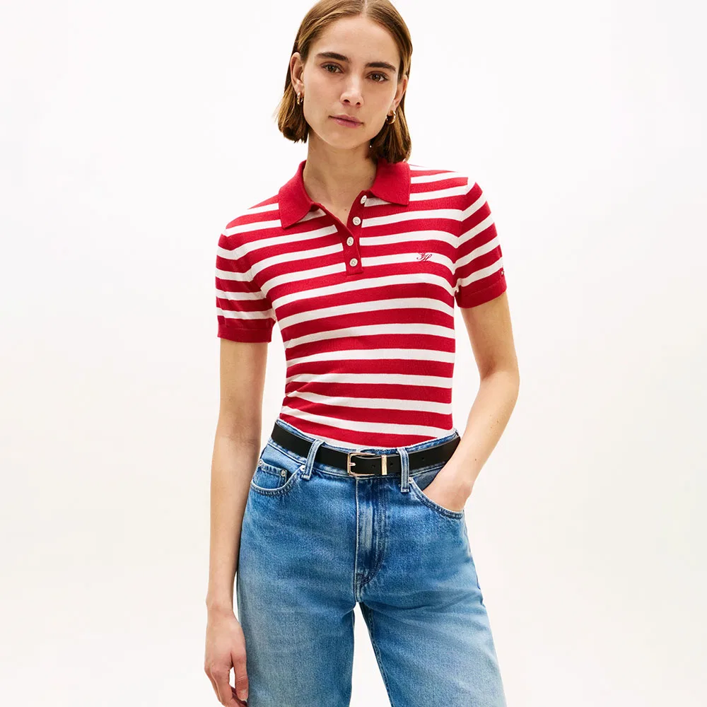 Женский свитер поло Tommy Hilfiger Women из смесового шёлка, красный