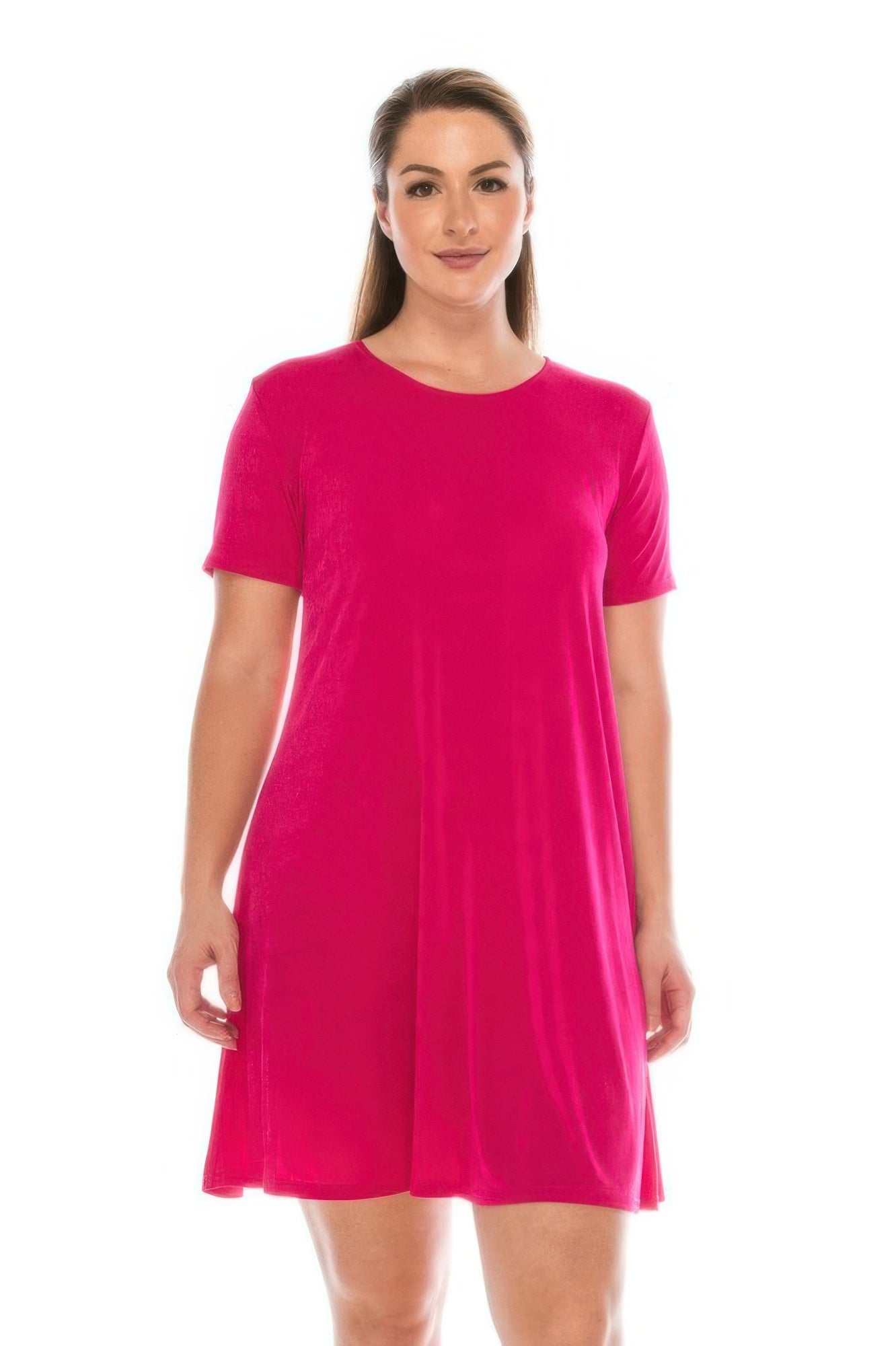 

Эластичное короткое платье с короткими рукавами TRUEDAMES, фуксия