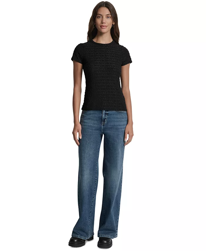 

Женская водолазка с жаккардовым логотипом Dkny Jeans, черный