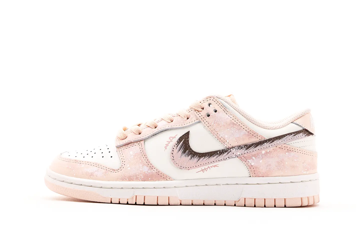 

Nike Кроссовки для скейтбординга Dunk Leather Wrapping, износостойкие и нескользящие, низкие, унисекс, бело-розовые