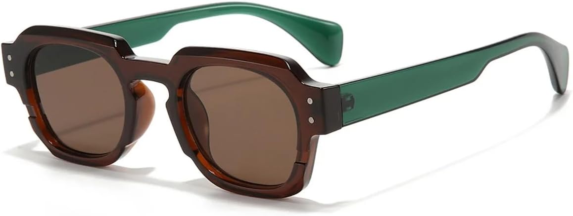 

Солнцезащитные очки для мужчин и женщин - защита UV400 - прозрачные линзы, оправа с заклепками в стиле панк, для занятий спортом на открытом воздухе и вождения DSVIGF, Green