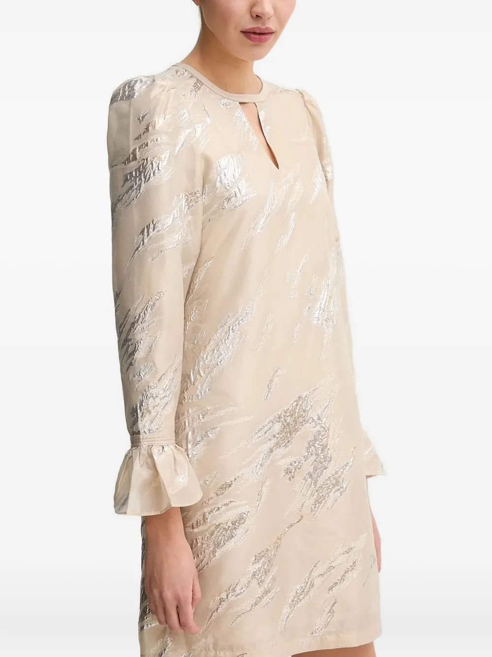 

Платье мини с объемными рукавами и эффектом металлик Bruuns Bazaar, нейтральный