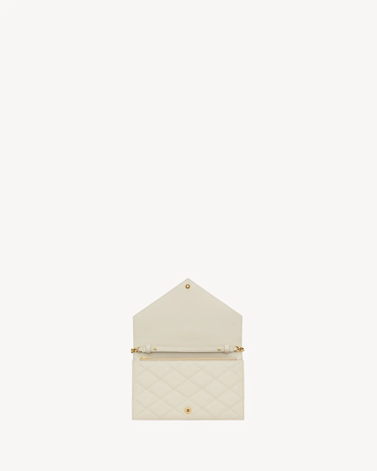 Сумка-кошелек на цепочке PARIS из кожи Grain de Poudre SAINT LAURENT, бежевый — фото 4