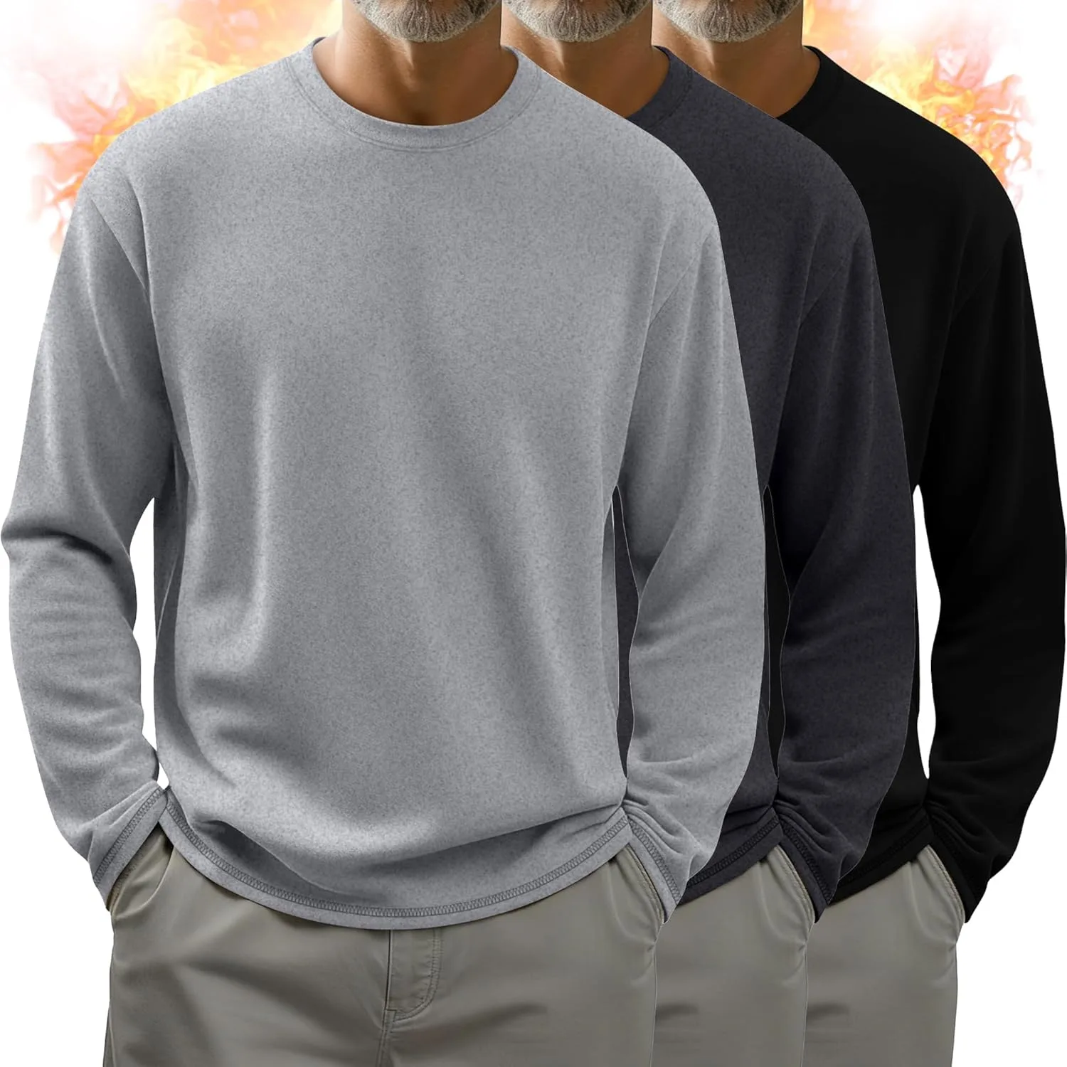 

3 упаковки мужских флисовых футболок с длинным рукавом Big and Tall Velvelhall