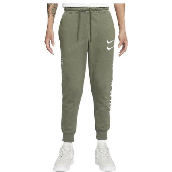 Брюки men's printing brand logo solid color lacing bundle feet casual sports pants/trousers/joggers autumn green Nike, мультиколор — фото 3