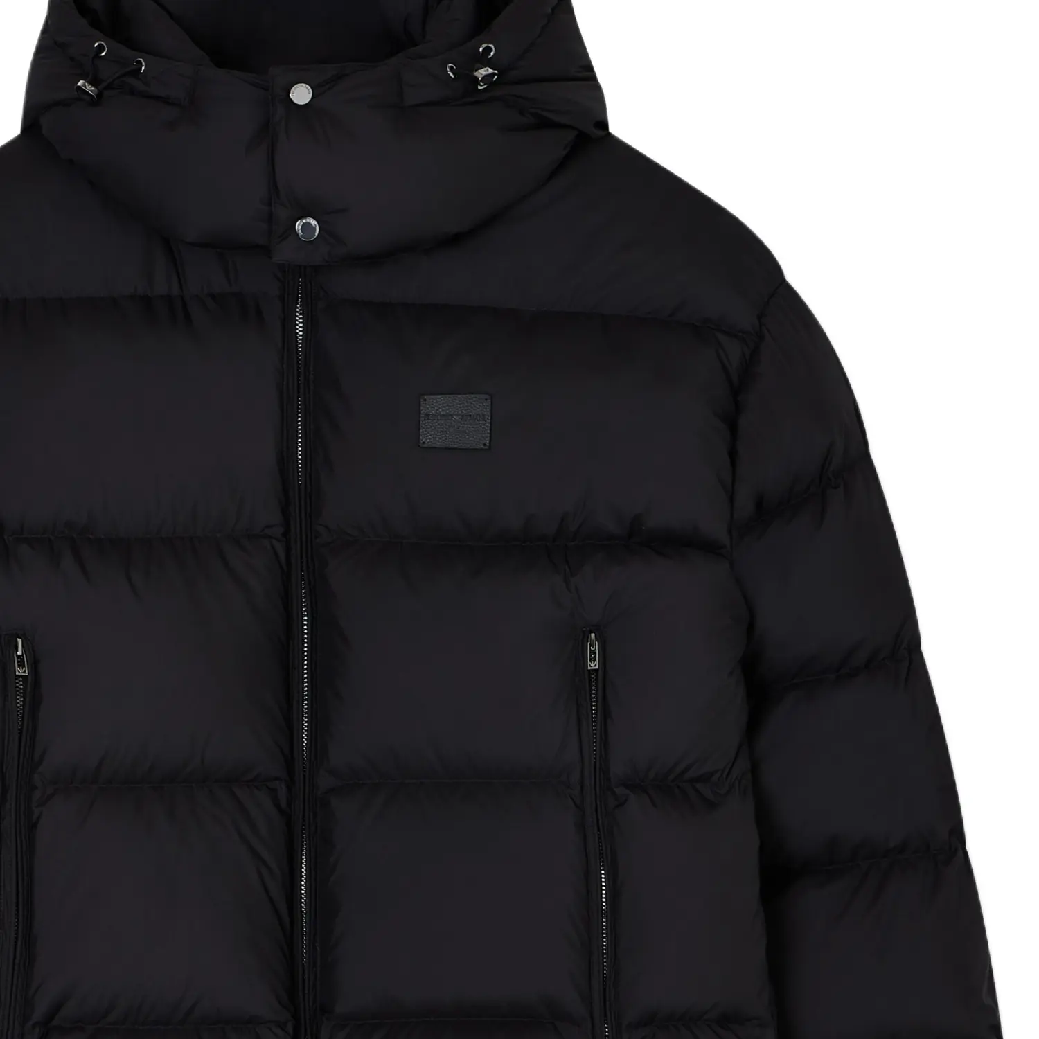 EMPORIO ARMANI Водоотталкивающая стёганая куртка с капюшоном из рипстоп нейлона на пуховом утеплителе, Black — фото 2
