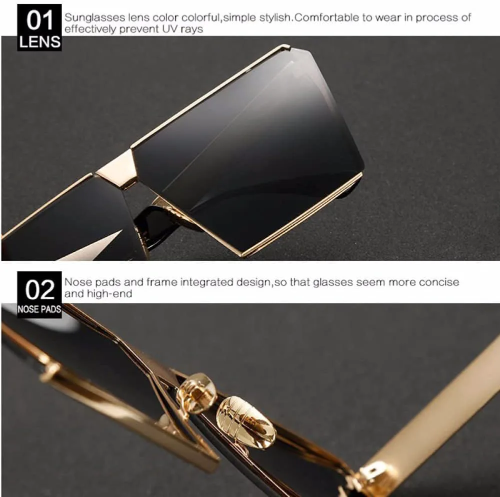 

Крупные солнцезащитные очки в металлической оправе для женщин, зеркальные солнцезащитные очки для мужчин, солнцезащитные очки UV400 в большой оправе LANGSER, 1