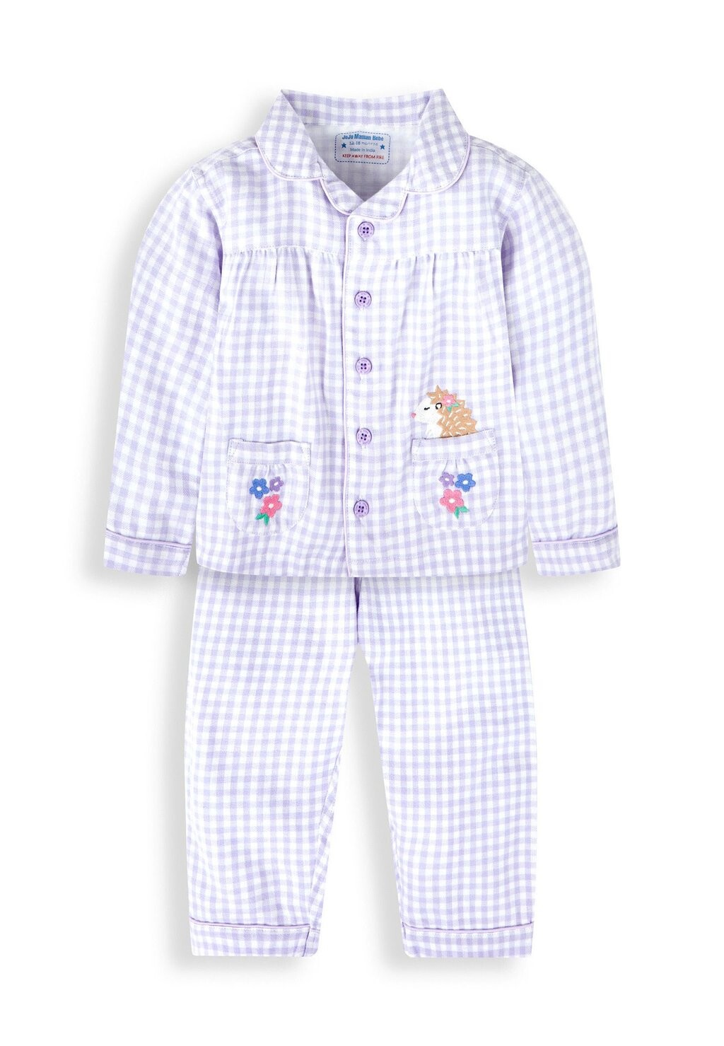 

Пижама Hedgehog Classic Check Set JoJo Maman Bébé, цвет lilac