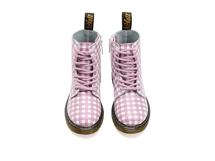 Ботинки кожаные 1460 Pascal Dr. Martens Kid's Collection, White/Dusty Rose Gingham — фото 3