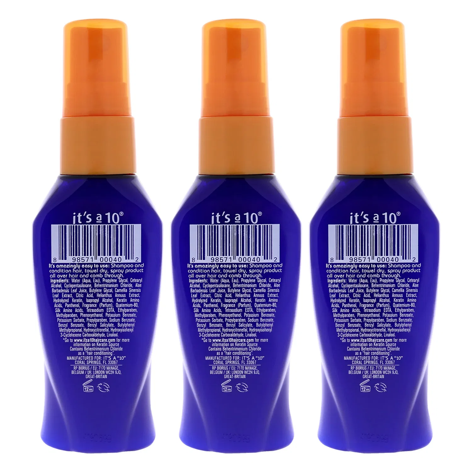 Несмываемый кондиционер Miracle Leave In Plus Keratin от Its A 10 для мужчин и женщин - лак для волос 59 мл - упаковка из 3 штук, Clear — фото 3