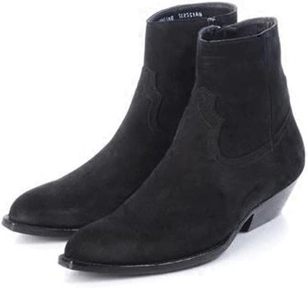 

Мужские ботинки Chelsea Santimon из верхнего слоя кожи - замшево-кожаные модельные ботинки с низким кубинским каблуком и боковой молнией для повседневной носки, вечеринок, родео и диско, черный