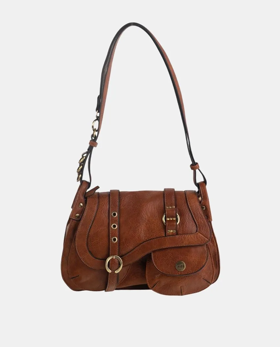 

Средний кожаный плечевой мешок с клапаном Volum, коричневый