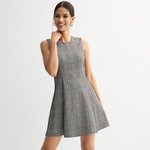 

Женское расклешенное мини-платье Nine West, цвет tan blue glen plaid