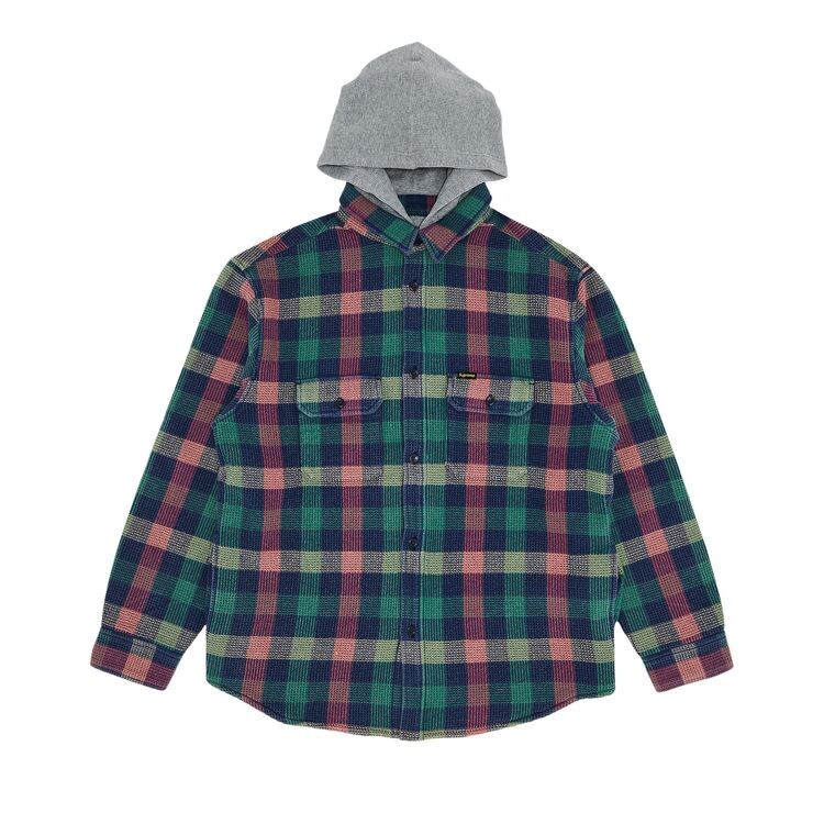 

Рубашка Supreme Waffle Plaid Hooded Shirt Multicolor, разноцветный