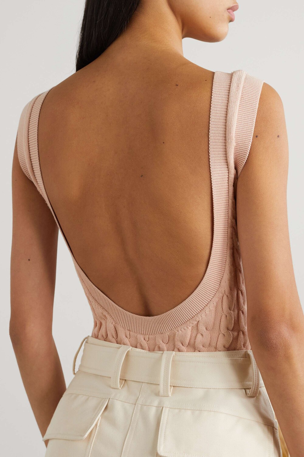 

SIMONE ROCHA Боди с открытой спиной и отделкой косами, светло-красный