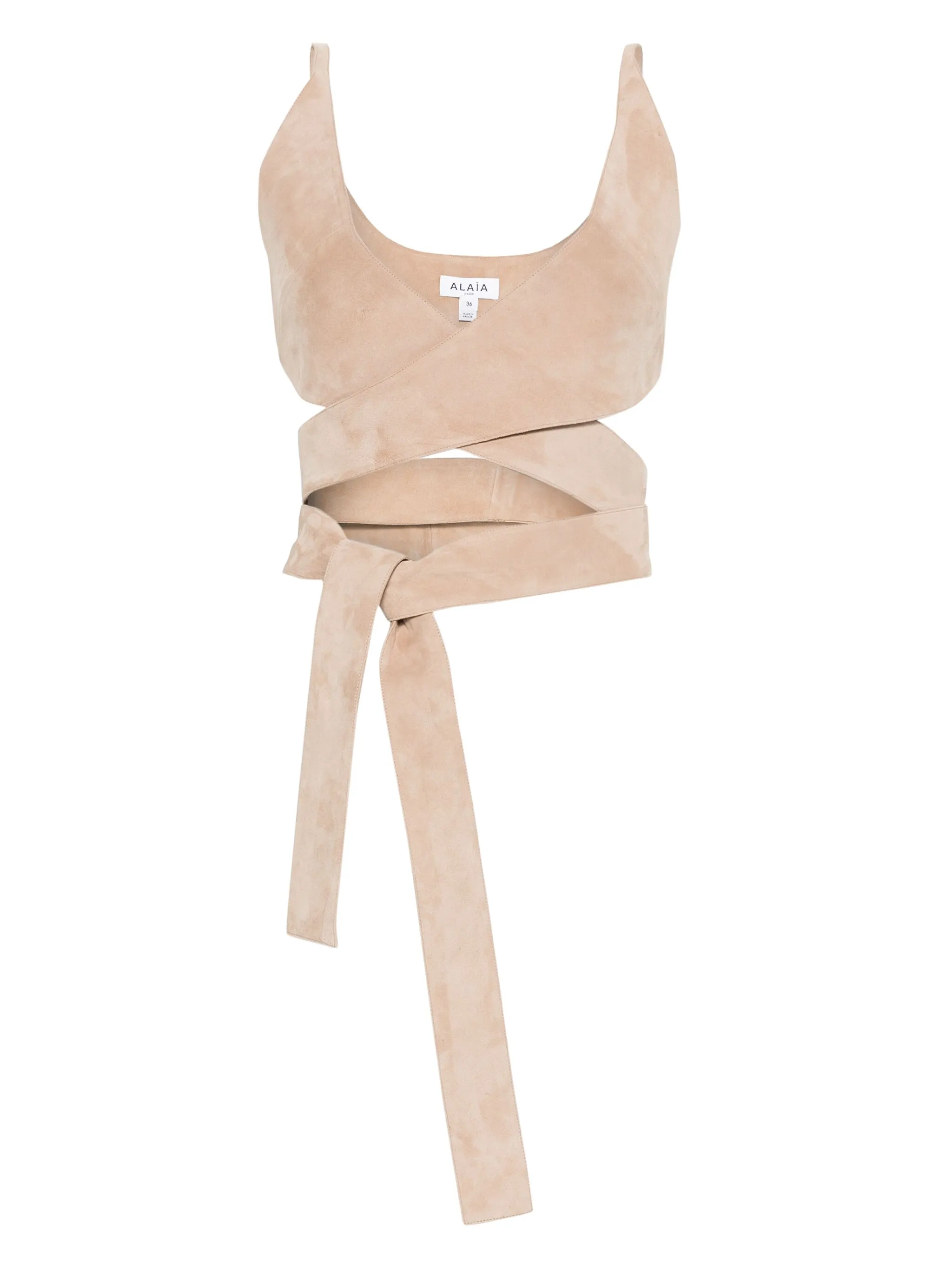 

Укороченный топ в полоску Alaïa, бежевый