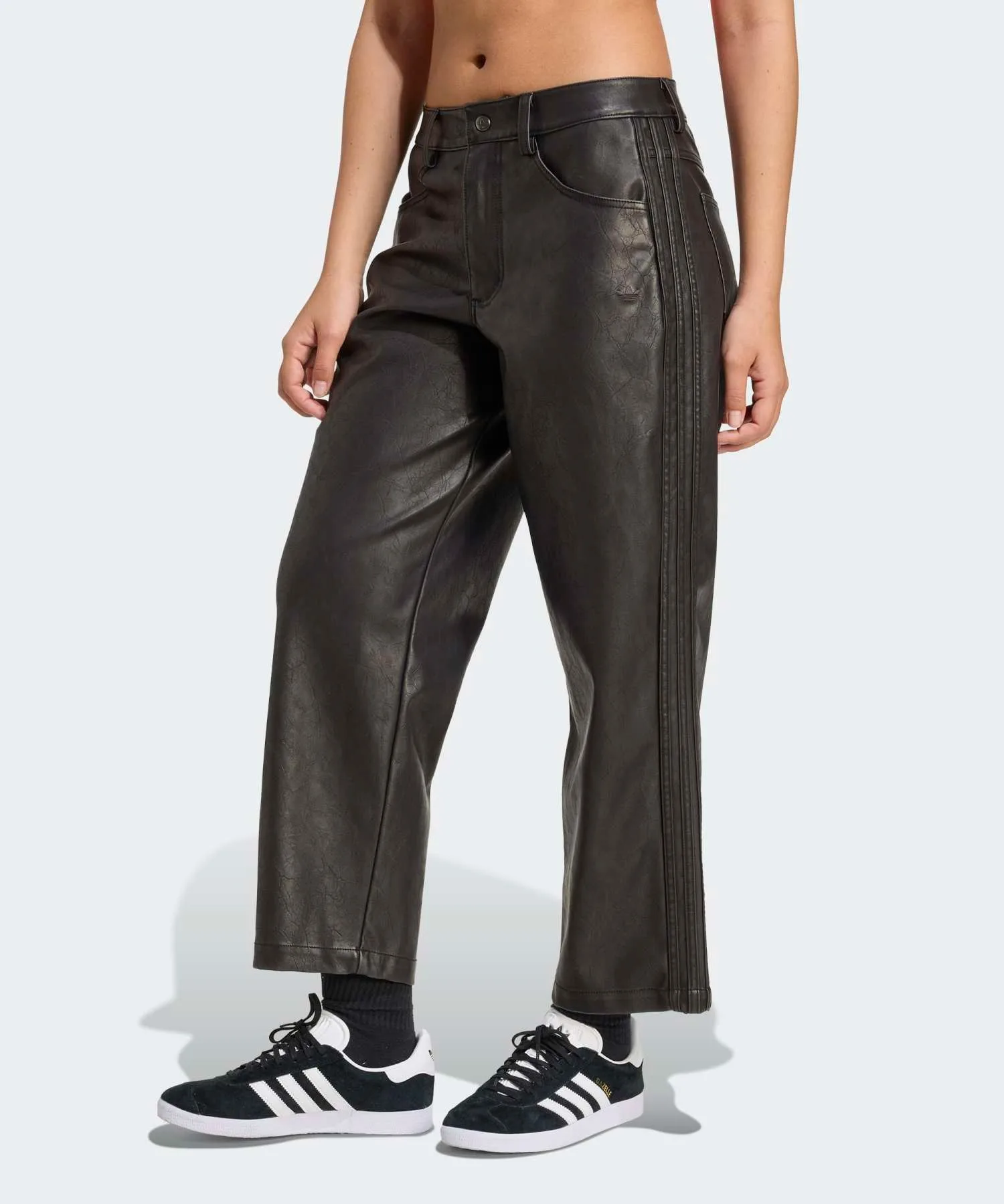 Женские брюки из искусственной кожи Firebird Pleasure 7/8 adidas Originals черные