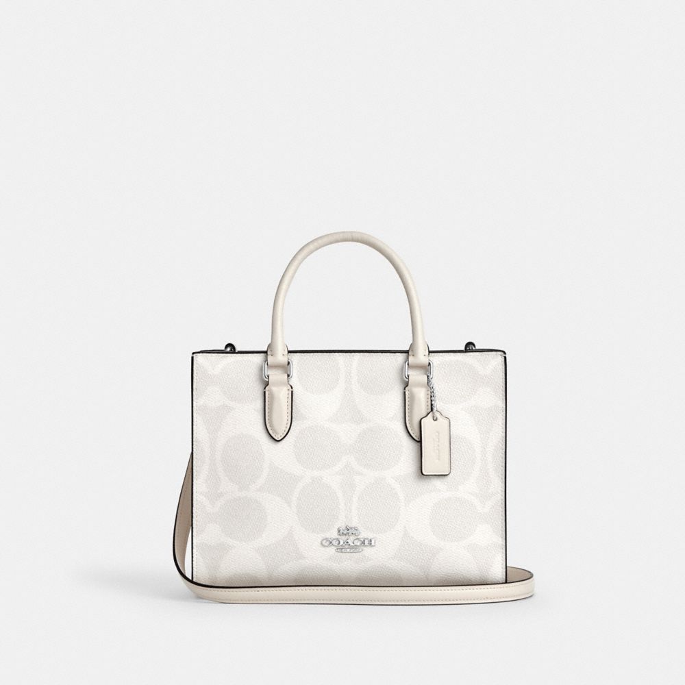 

Сумка-тоут Coach Maggie Small Tote Bag, цвет Sv/White/Chalk, Белый, Сумка-тоут Coach Maggie Small Tote Bag, цвет Sv/White/Chalk