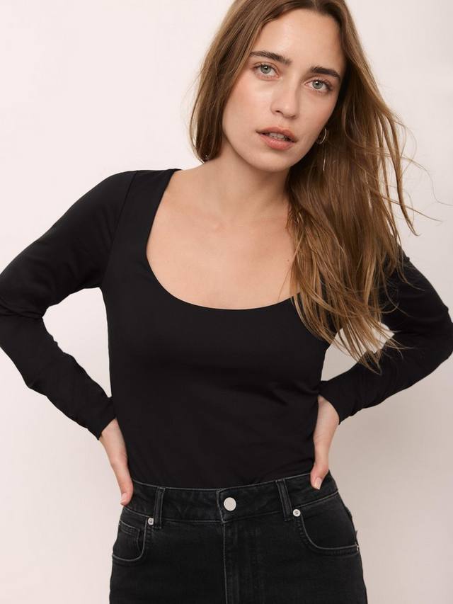 

Топ с круглым вырезом и длинными рукавами Mint Velvet, Black