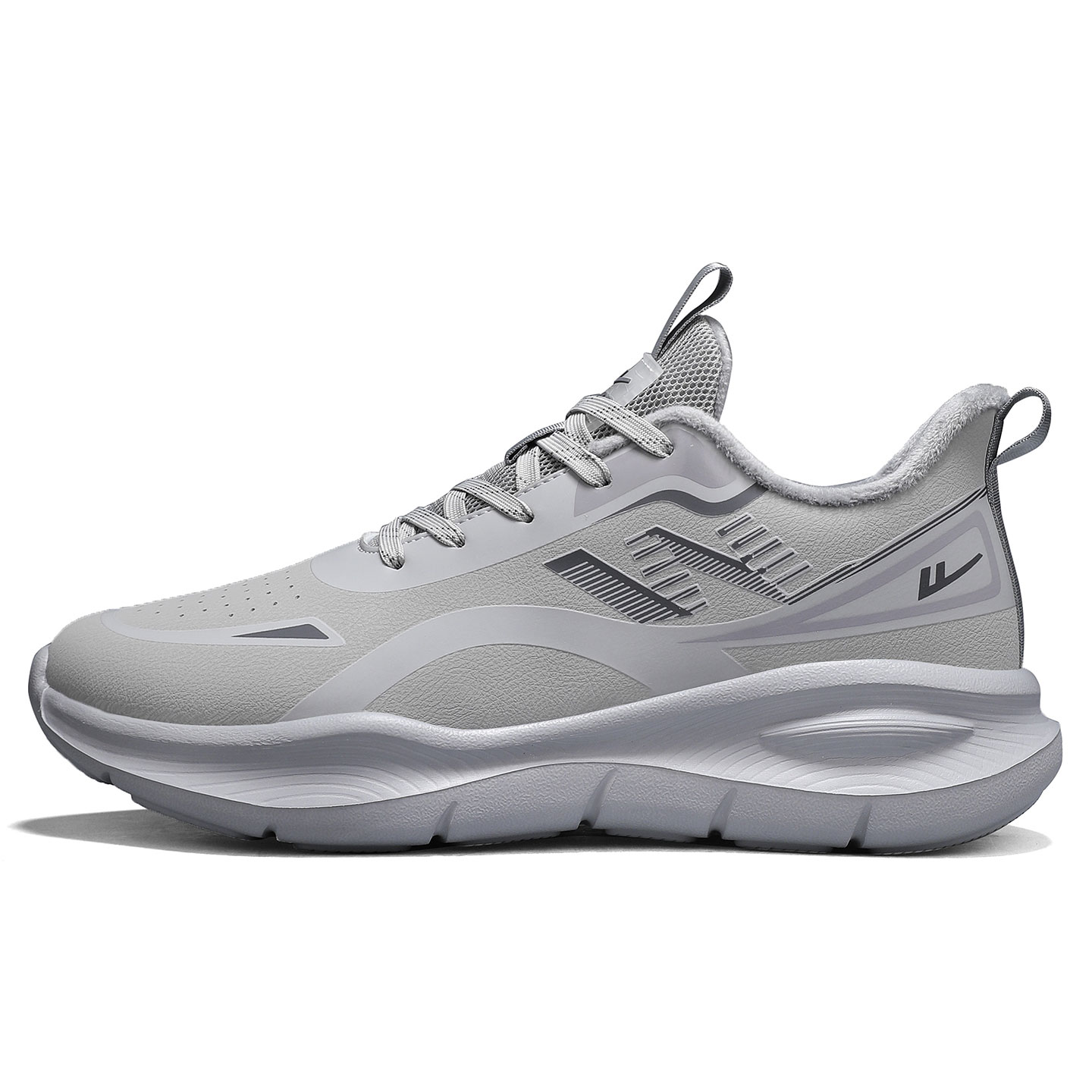 

Кроссовки мужские Casual Sprint Running низкие с амортизацией, устойчивые к истиранию и теплые WARRIOR, серый-fleece-lined