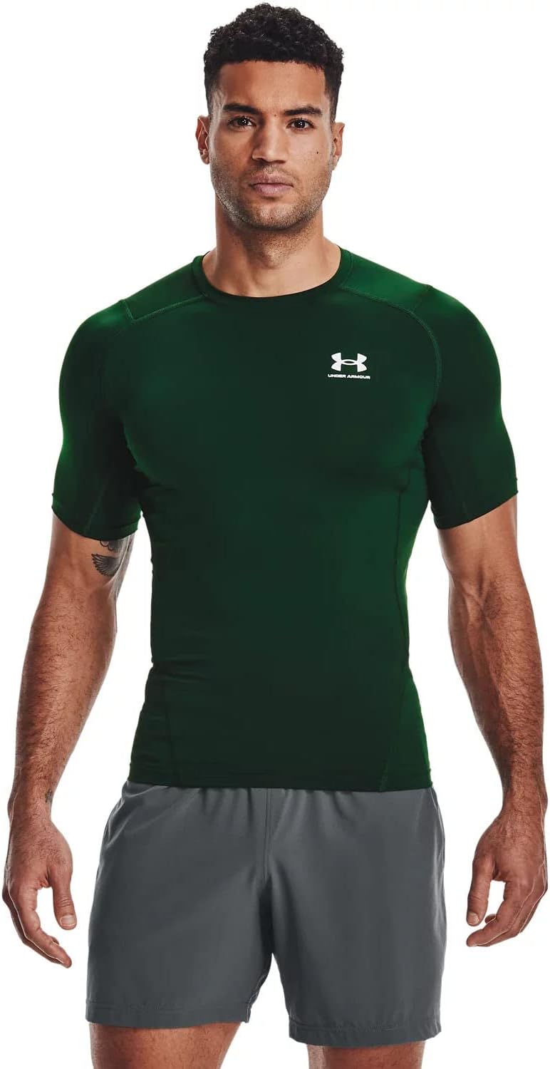 

Under Armour мужская футболка HeatGear Compression с коротким рукавом, Forest Green/White
