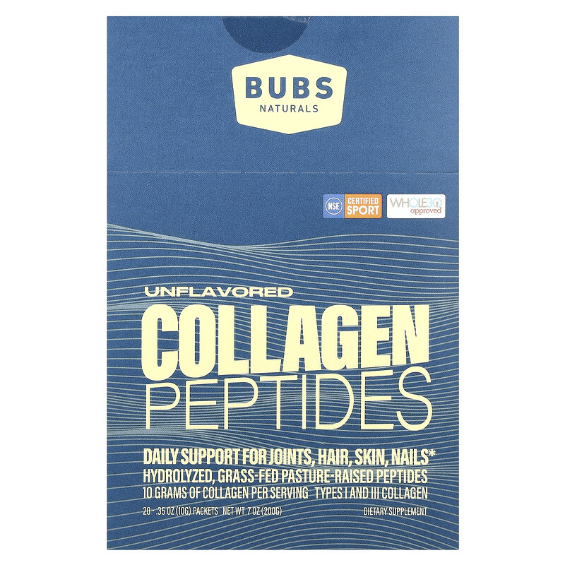 

BUBS Naturals, Пептиды коллагена, без добавок, 20 пакетиков по 10 г (0,35 унции)