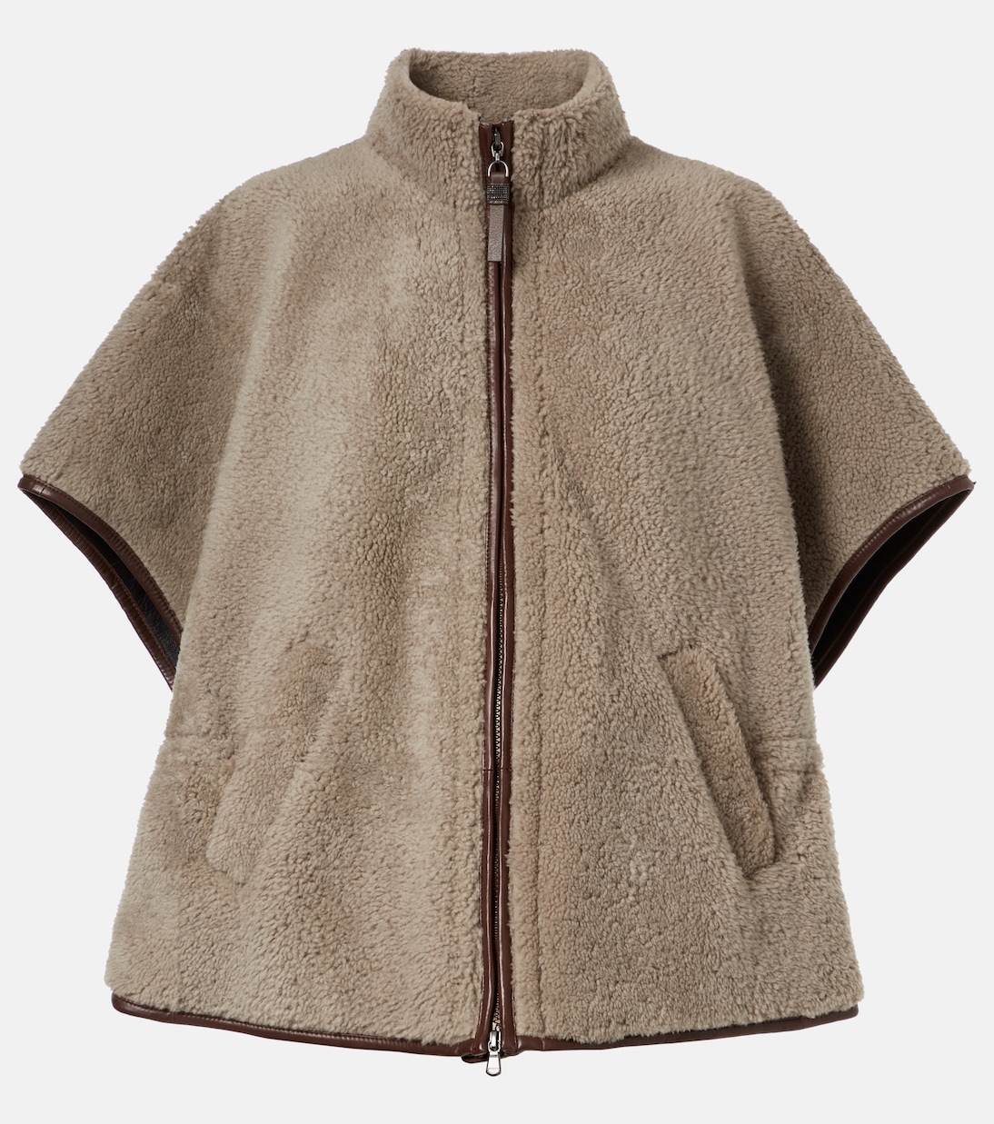 

Куртка из овчины Monili с кожаной отделкой Brunello Cucinelli, коричневый