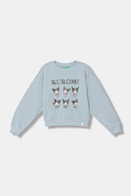 Худи детское с принтом Hello Kitty свободный крой United Colors of Benetton, синий