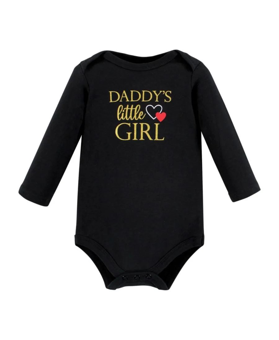 Комплект из 3 хлопковых боди с длинными рукавами Hudson Baby, girl daddy красный черный 3-pack — фото 3