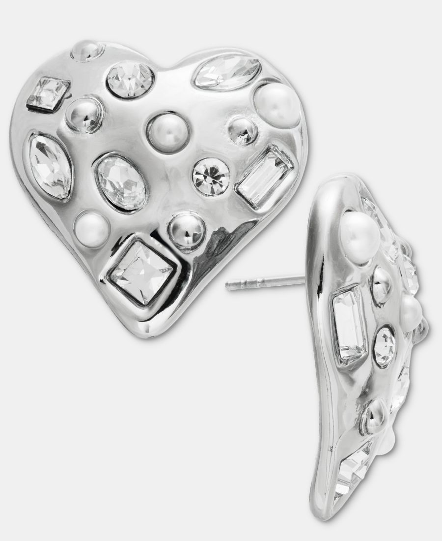 

Серьги-подвески в форме сердца с кристаллами и искусственным жемчугом, эксклюзивно от Macy's INC International Concepts, Silver