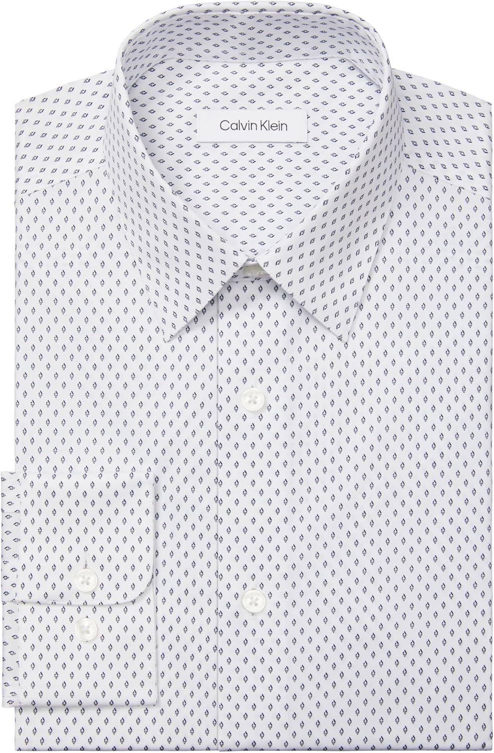 Мужская рубашка Calvin Klein, классический крой, не требует глажки, с принтом, Navy — фото 3